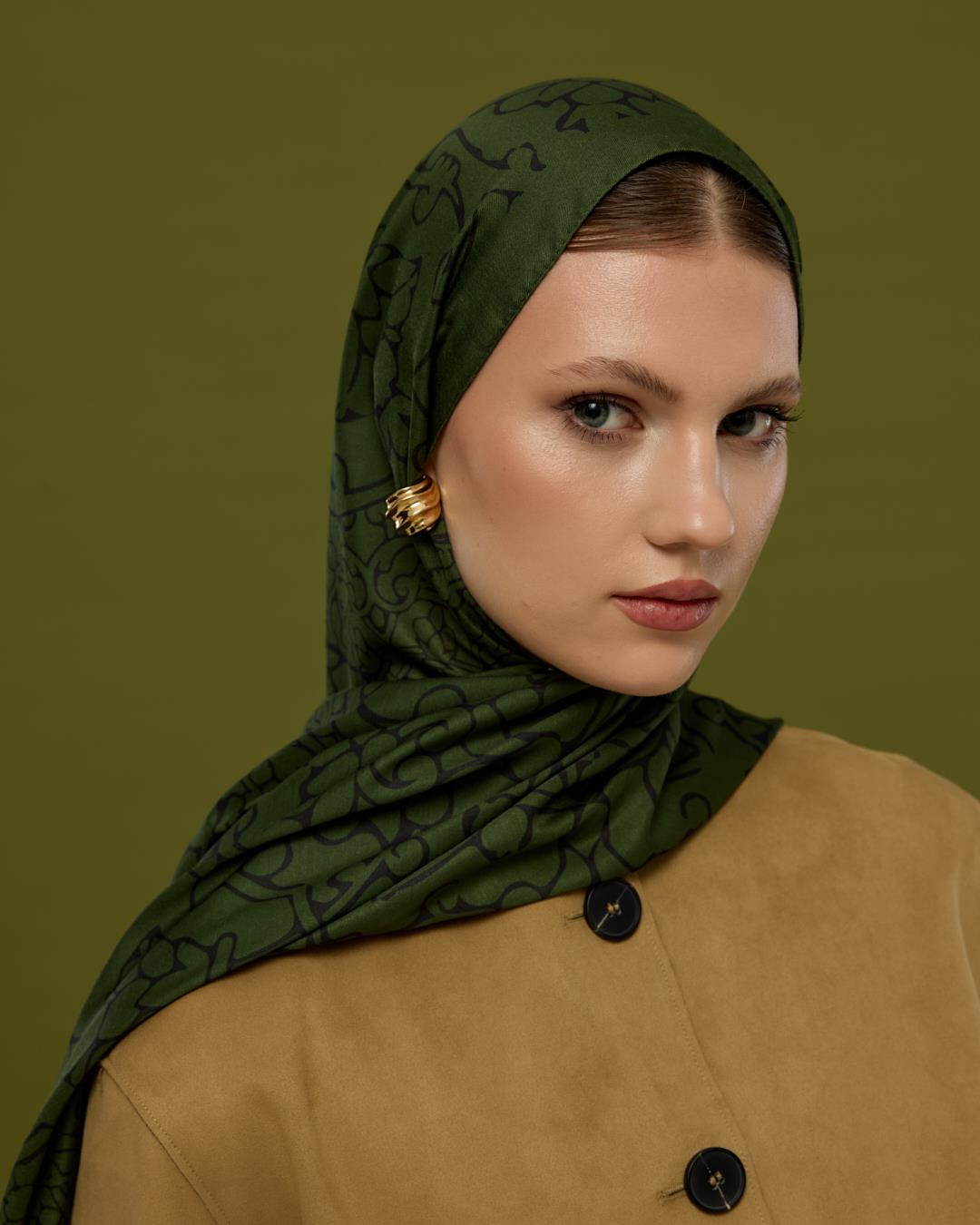 Zeytin & Siyah Harem Rüyası Desen Şal