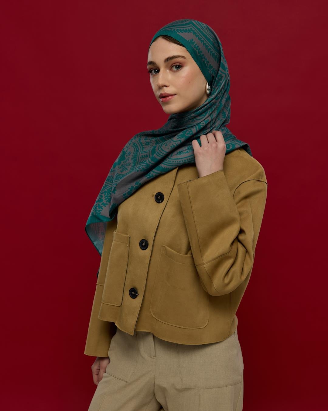 Zümrüt & Lavanta Çizgisi Sultani Desen Şal