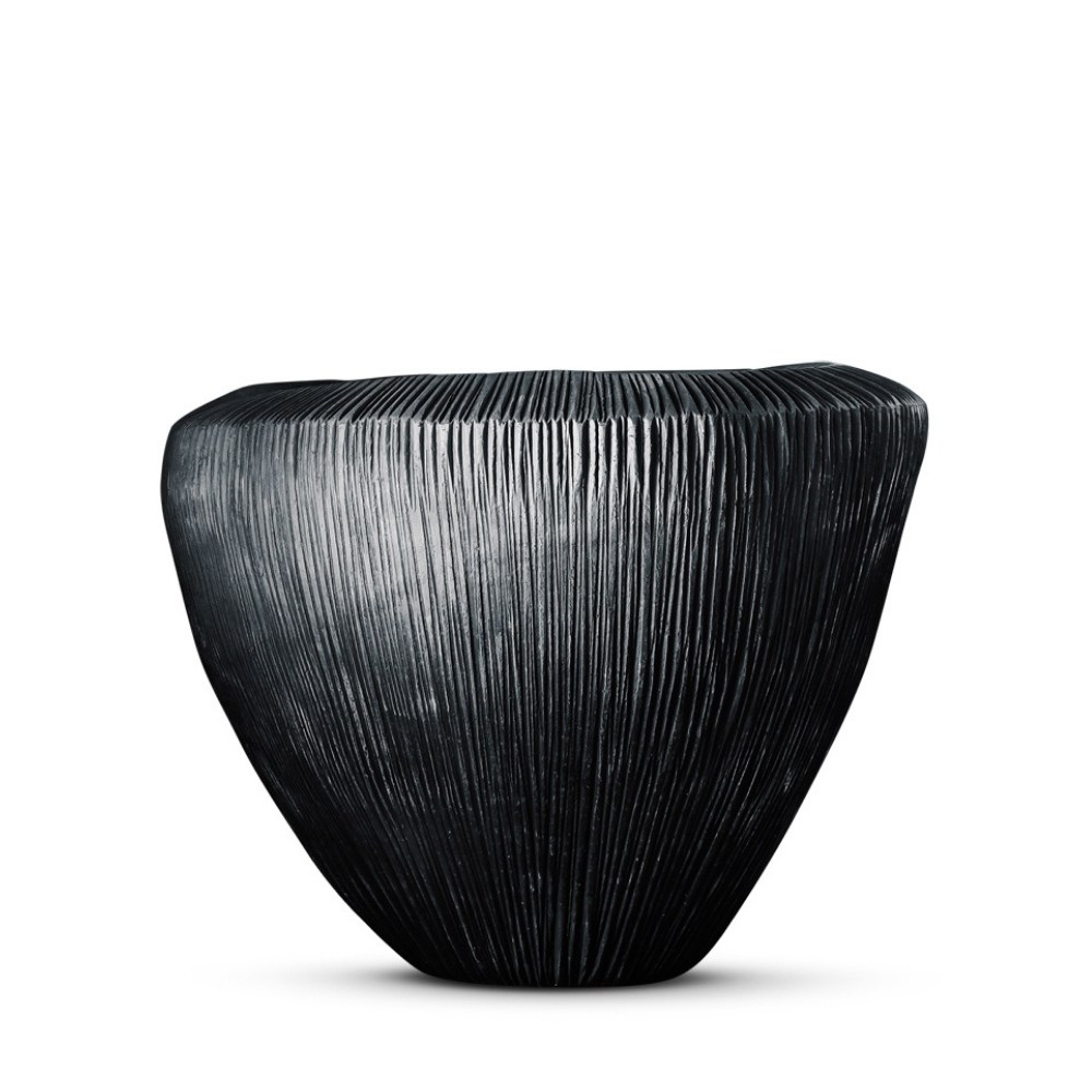 Atlantis Pot Saksı (78)-Oval Metalic-Black
