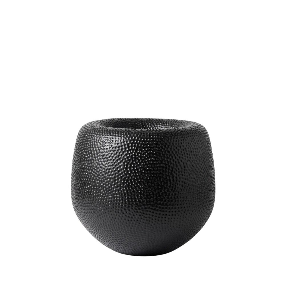 Batur Pot Saksı (45)-Oval Metalic-Black