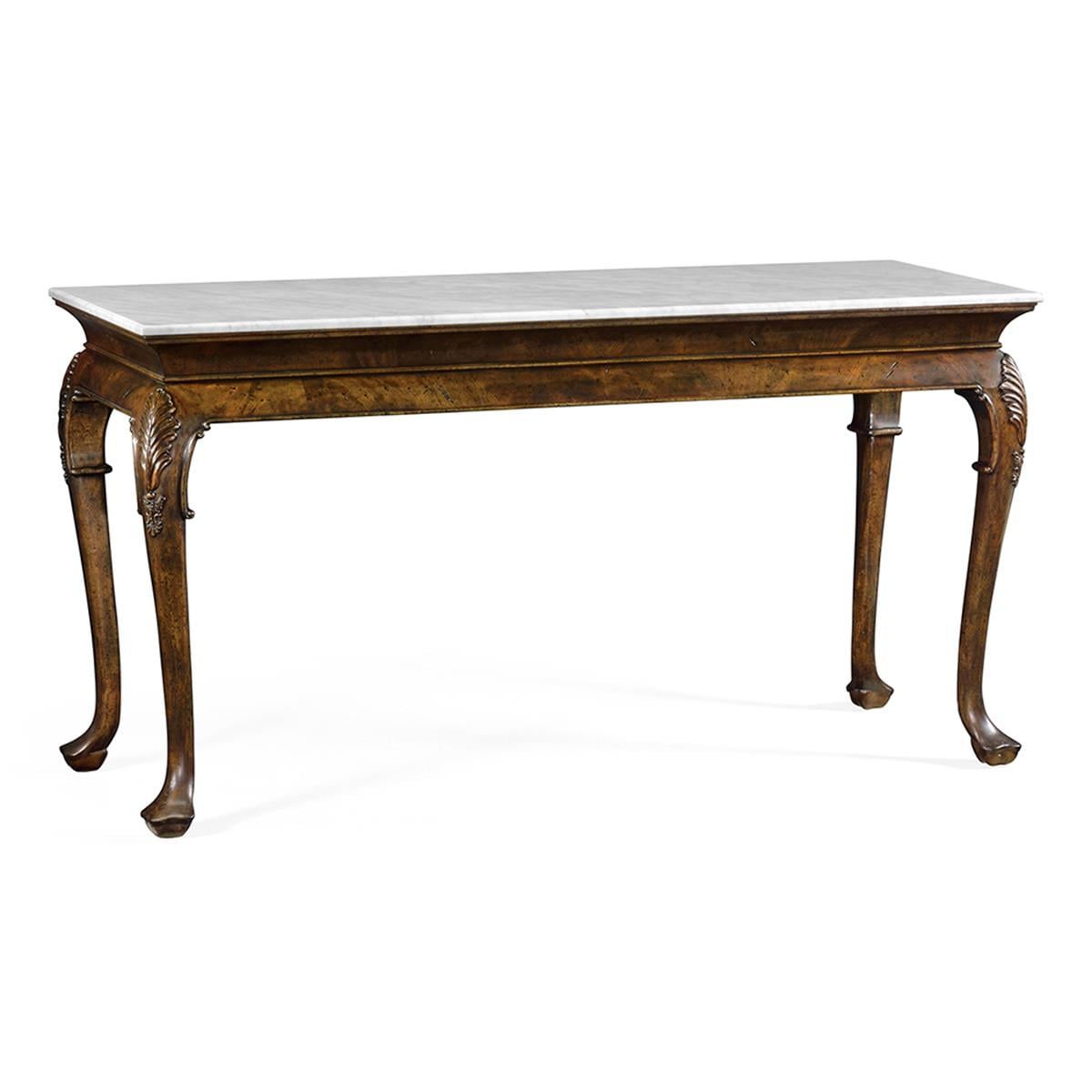 Brown Mahogany Konsol - Mermer Tablalı - Finish-Mah-06-1 (Light Brown Mahogany)