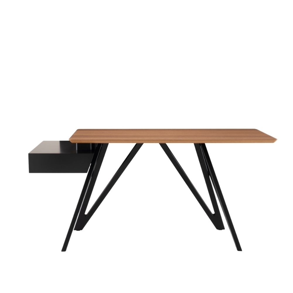 Ennea Çalışma Masası-Base Black Stained Ash-Tabla Walnut Top