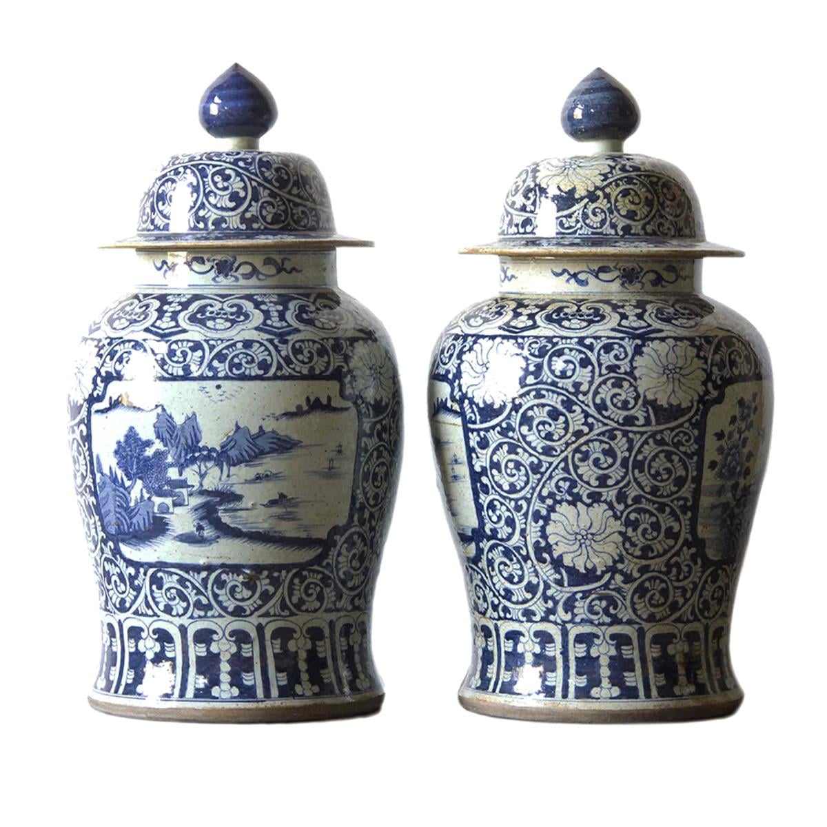 Jiangsun Dekoratif Vazo Mavi-Beyaz
