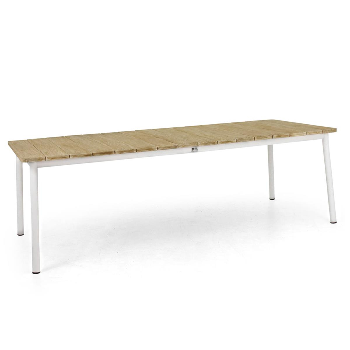 Milou Yemek Masası-Top Teak-Leg White Aliminum