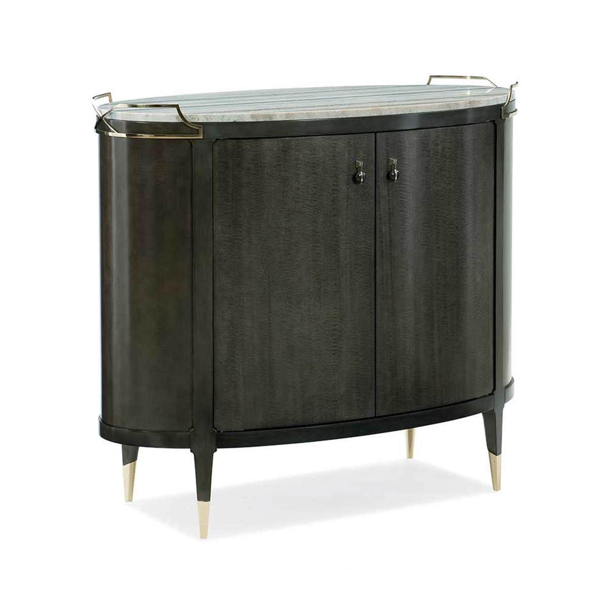 Mix-Ology Bar Dolabı-Top Blue Sand Stone-Metal:Whisper of Gold-Finish Charcoal Anegre