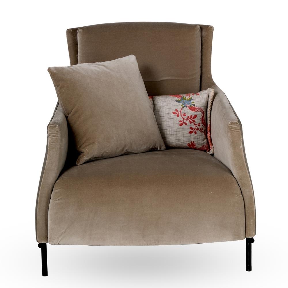 Riga Tekli Koltuk - With Base - Alçak Sırtlı - PART A / Interıor Fabric : Harald 3 (Cat.D) 143 Eléphant  - PART B / Exterior Fabric: Diva HC (Cat.V) 13048 - 40x40 (1) Cushion: Harald 3 (Cat.D) 143 Eléphant