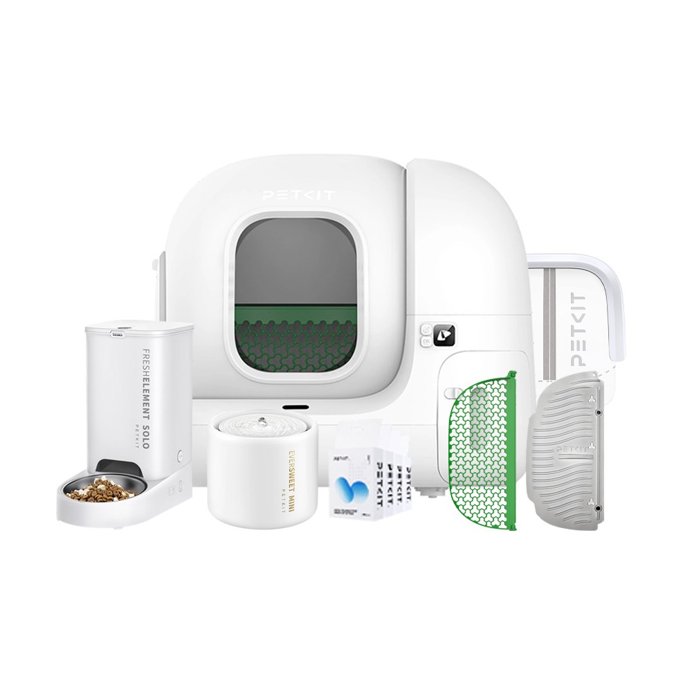 Petkit Pura Max 2 Akıllı Kedi Tuvaleti, Petkit Fresh Element Solo Akıllı Besleme Ünitesi, Petkit Eversweet 5 Mini Su Pınarı ve Aksesuar Paketi
