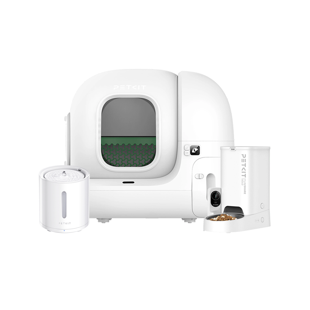 Petkit Pura Max 2 Akıllı Kedi Tuvaleti, Petkit Eversweet Solo 2 White ve Petkit Yumshare Solo Kameralı Akıllı Mama Kabı Paketi
