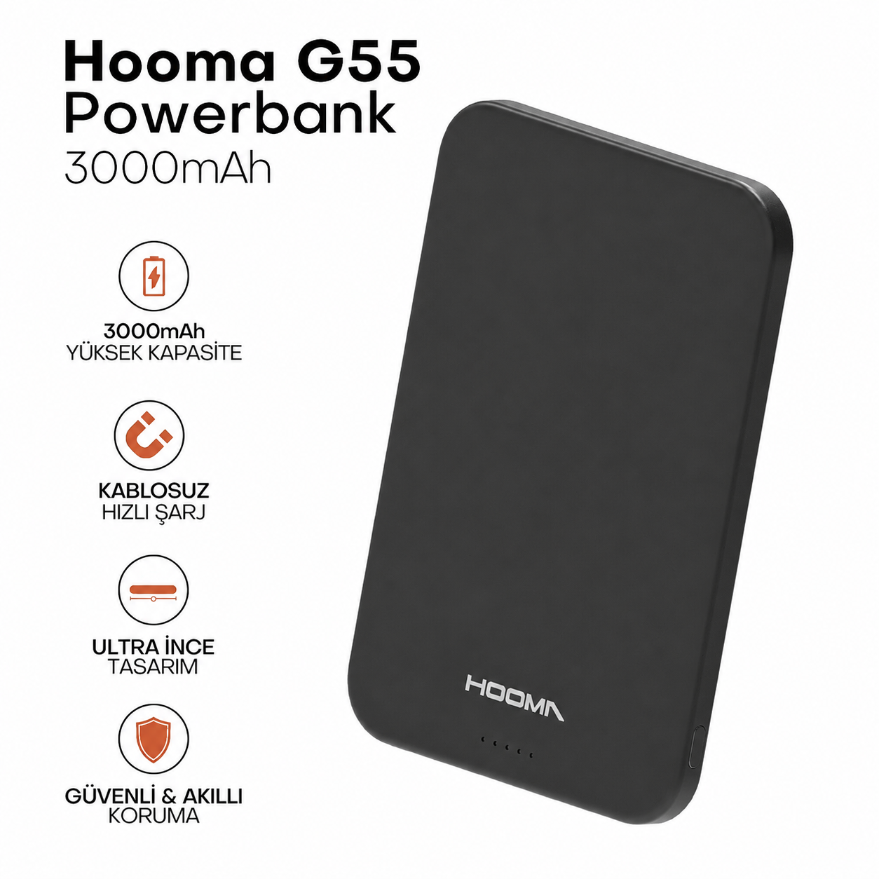 Hooma Magpulse 3 Slim 3000 mAh Powerbank Siyah