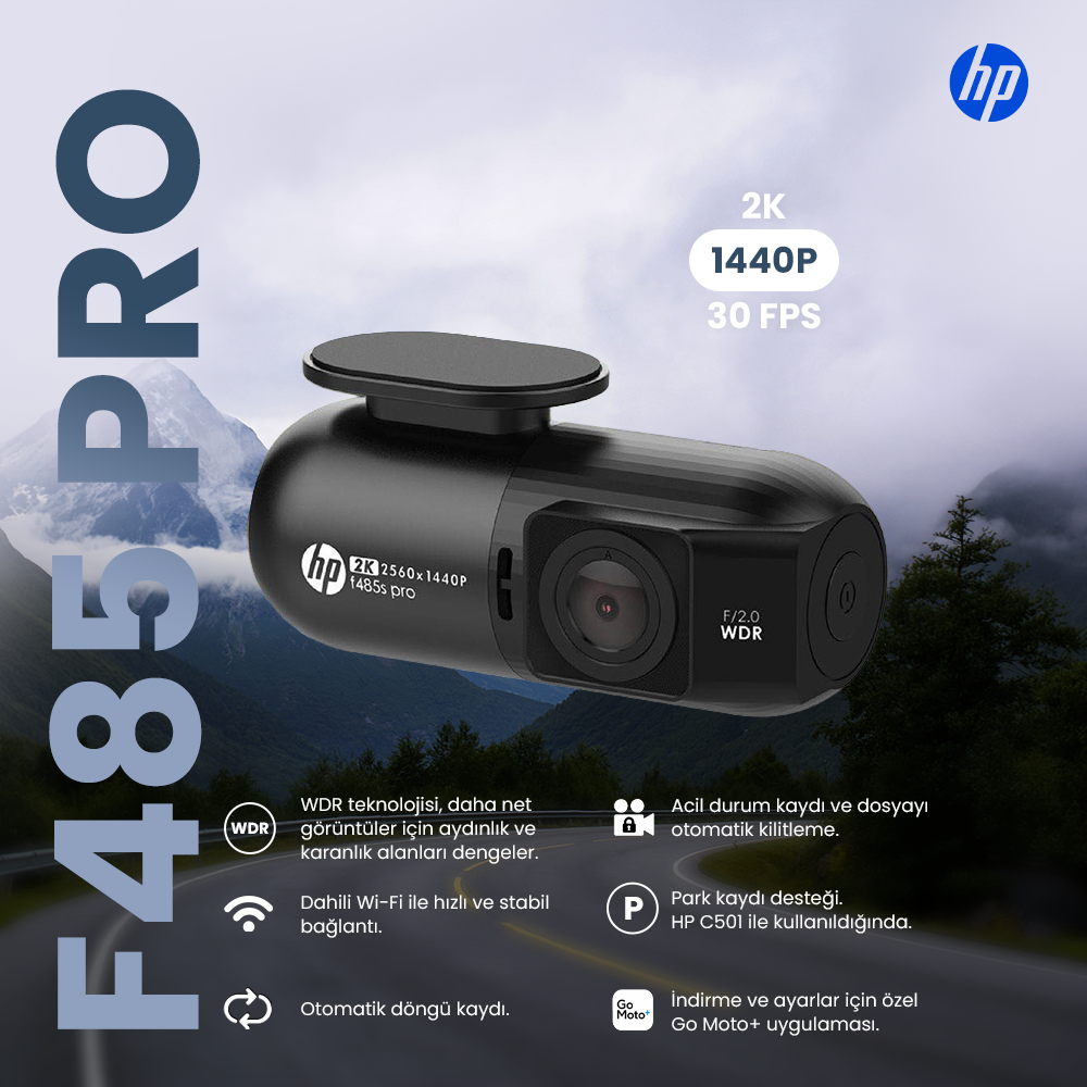 HP F485S Pro 2k Qhd Araç İçi Kamera