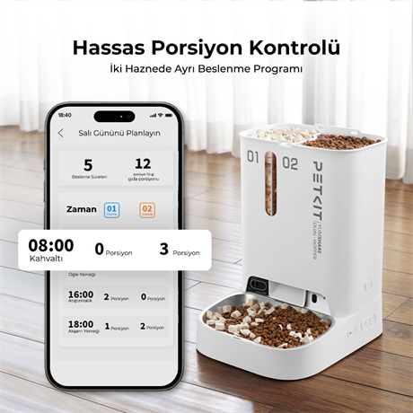 Petkit Yumshare Kameralı Çift Hazneli Akıllı Mama Kabı
