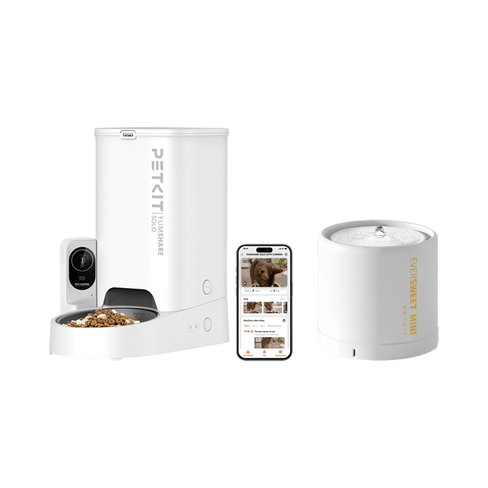 Petkit Yumshare Solo Kameralı Akıllı Mama Kabı ve Eversweet 5 Mini Su Pınarı Paketi