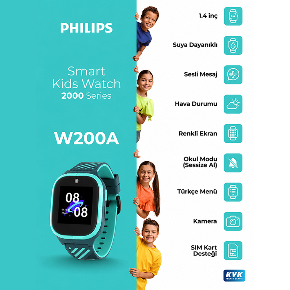Philips W200A Akıllı Çocuk Saati Yeşil