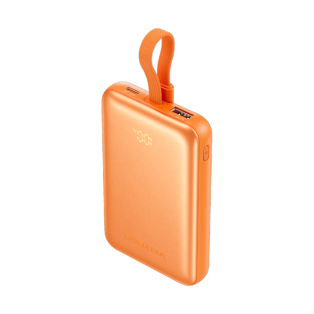 Vention 10000mAh 22,5W Powerbank Manyetik Kablosuz Şarj (USB-C + USB-C/USB-A/Kablosuz) Dahili Askı Kablolu Truncu - FKQ