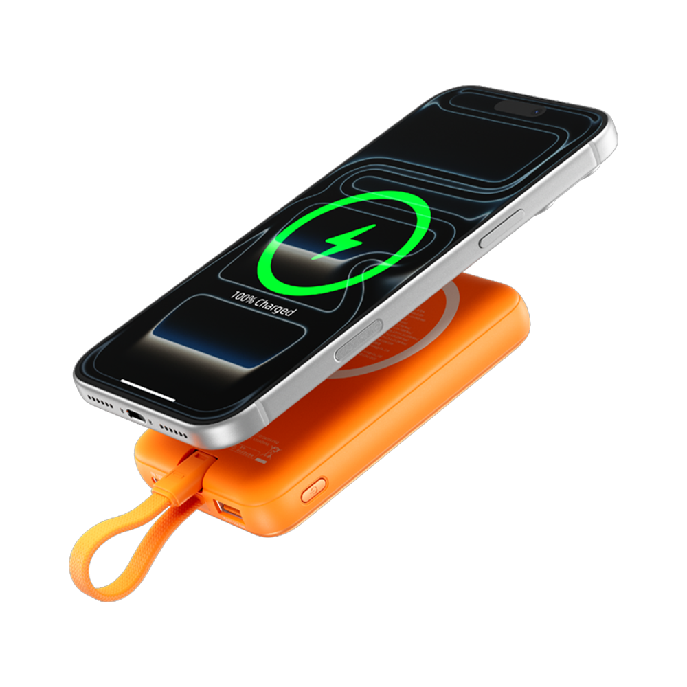 Vention 10000mAh 22,5W Powerbank Manyetik Kablosuz Şarj (USB-C + USB-C/USB-A/Kablosuz) Dahili Askı Kablolu Truncu - FKQ