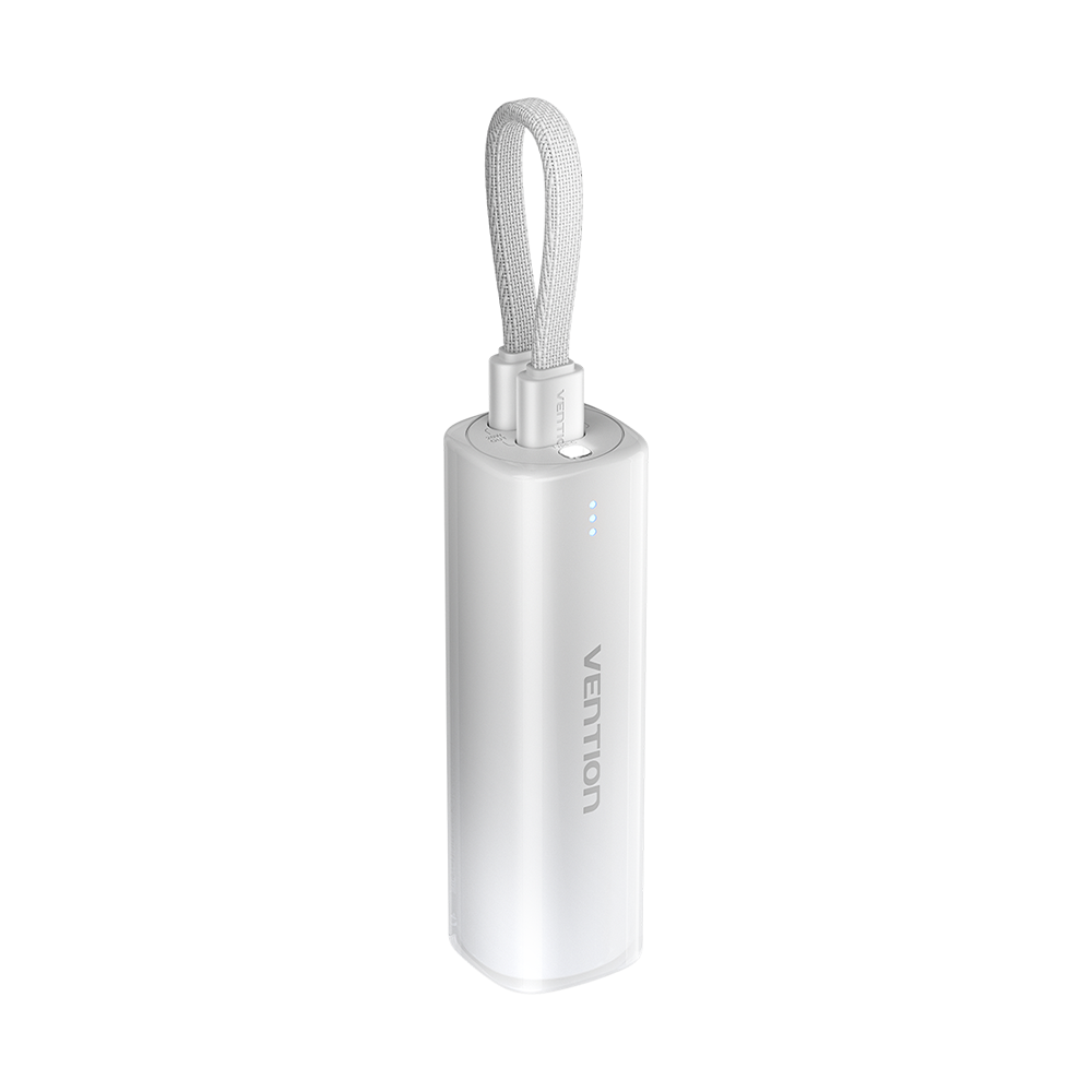 Vention 5000mAh 20W Mini Powerbank USB-C ve Lightning Çıkışlı Dahili Askı Kablolu Yıldız Grisi - FHW