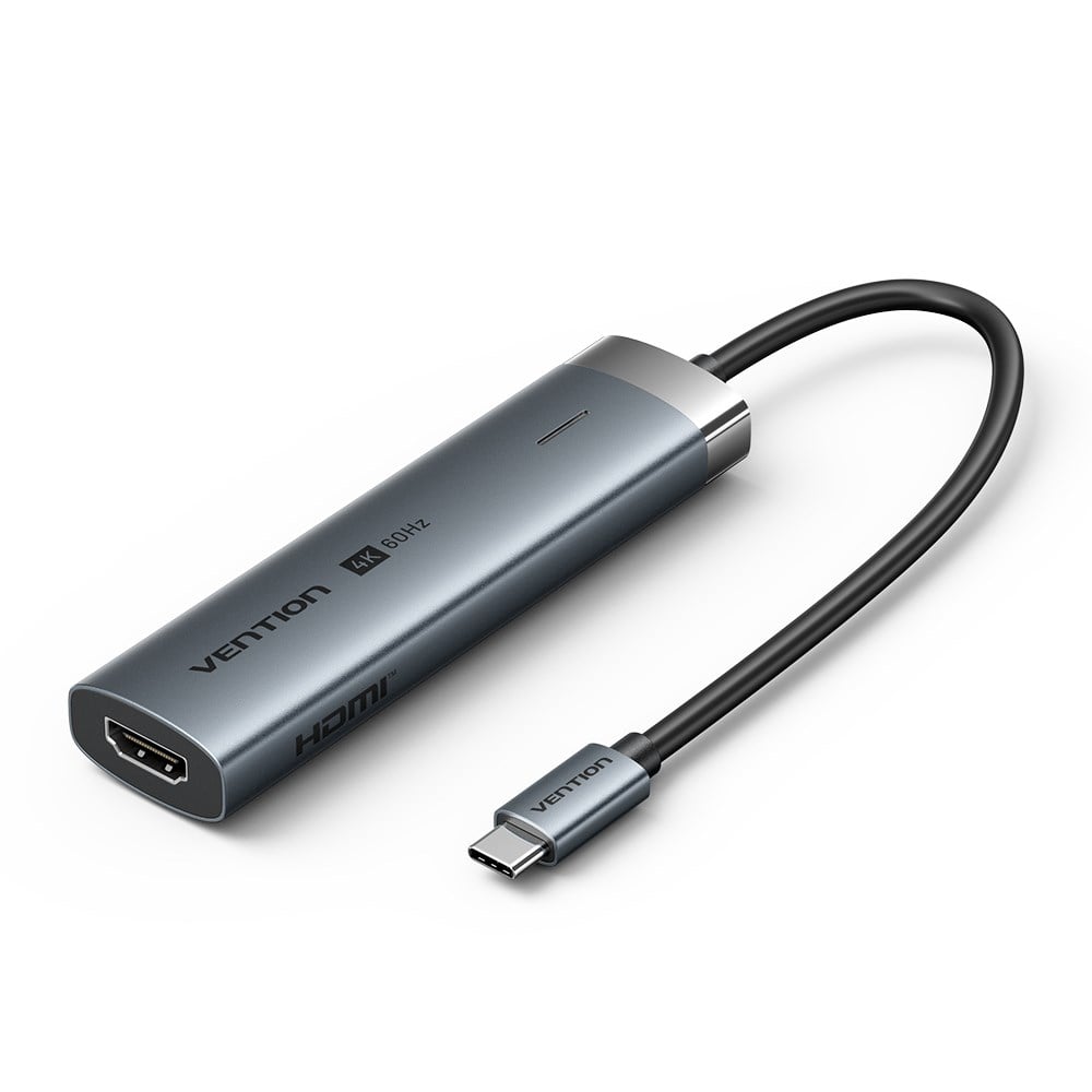 Vention 6'sı 1 Arada Alüminyum Alaşımlı Type-C Hub Çoklayıcı - 4K HDMI 3xUSB 3,0 USB 3,2 Gen 1 Tip-C Veri PD Gri 0,15m  Kablolu - TGMHB