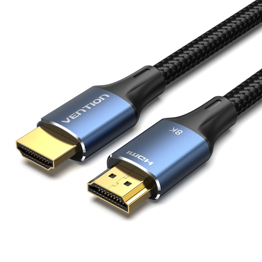 Vention HDMI 2,1 Kablo 8K 60Hz 4K 120Hz 48Gbps Pamuk Örgülü Alüminyum Alaşım Mavi 2m - ALG