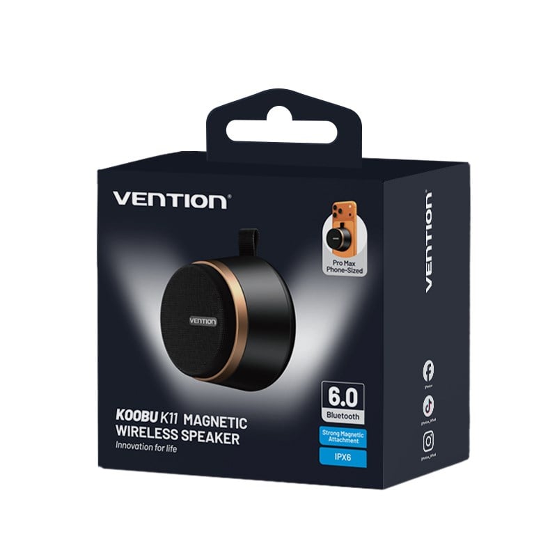 Vention K11 Manyetik Standlı Taşınabilir Bluetooth Hoparlör Siyah
