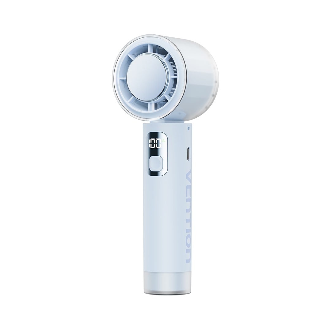 Vention Neon 01 13000 RPM Yüksek Hızlı Şarjlı El Fanı, 100 Kademeli Ayarlanabilir Yüksek Hızlı  Mini Vantilatör, Dijital LED Ekranlı, Katlanabilir Masaüstü ve Taşınabilir Fan, Boyun Askılı, Mavi - PBG