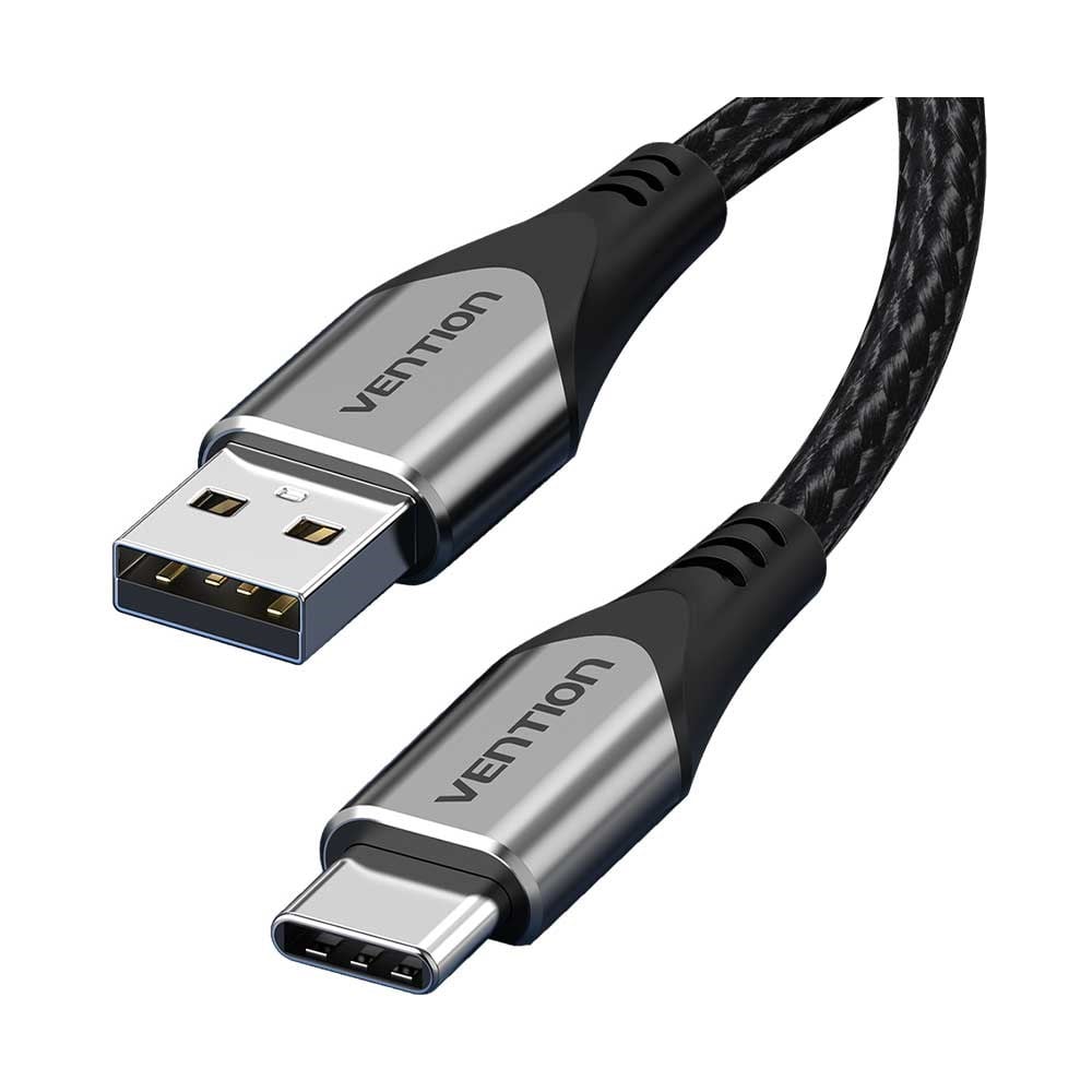Vention USB 2,0 Type-A - Type-C 3A 60W Pamuk Örgülü Hızlı Şarj ve Data Kablosu 1m Gri - COD