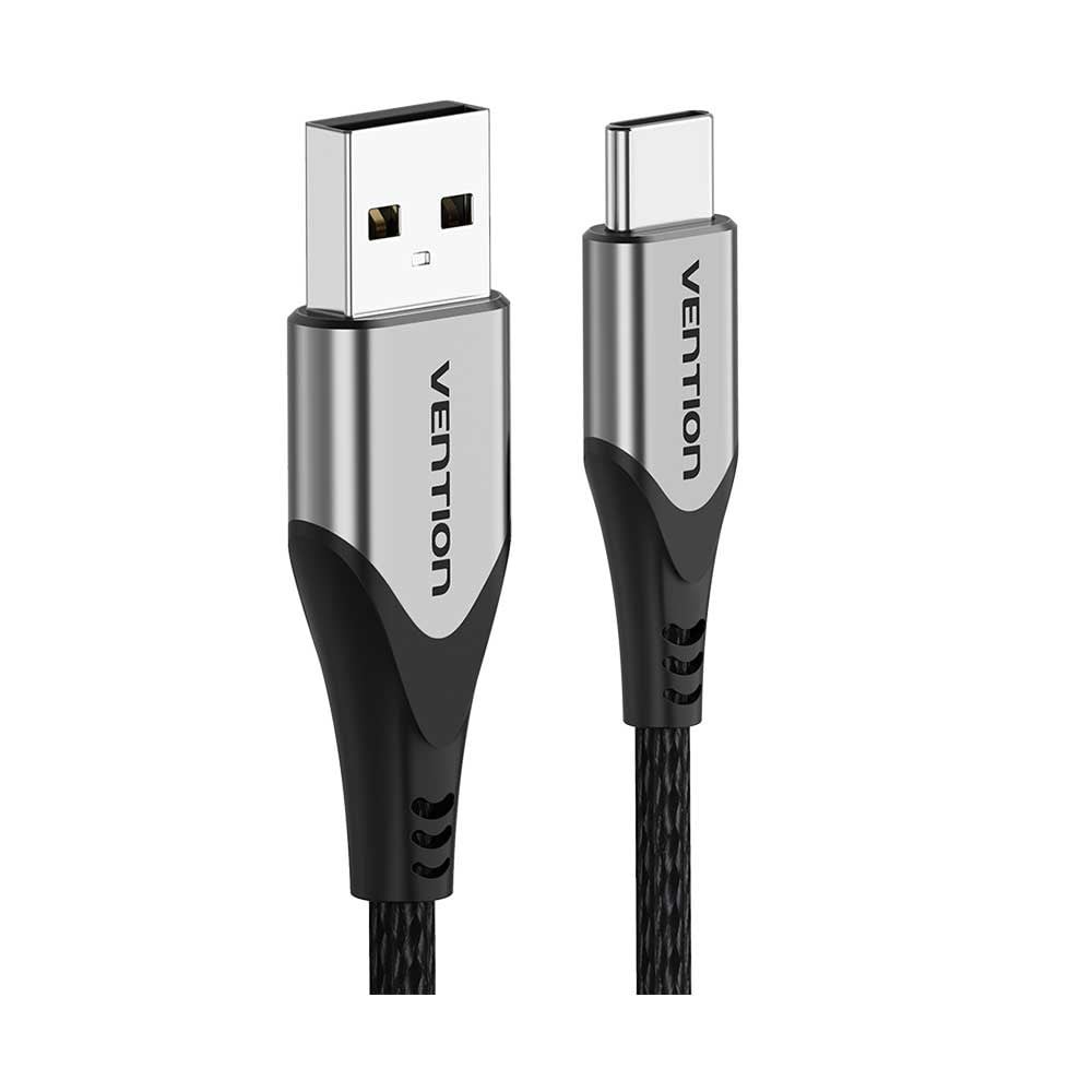 Vention USB 2,0 Type-A - Type-C 3A 60W Pamuk Örgülü Hızlı Şarj ve Data Kablosu 1m Gri - COD