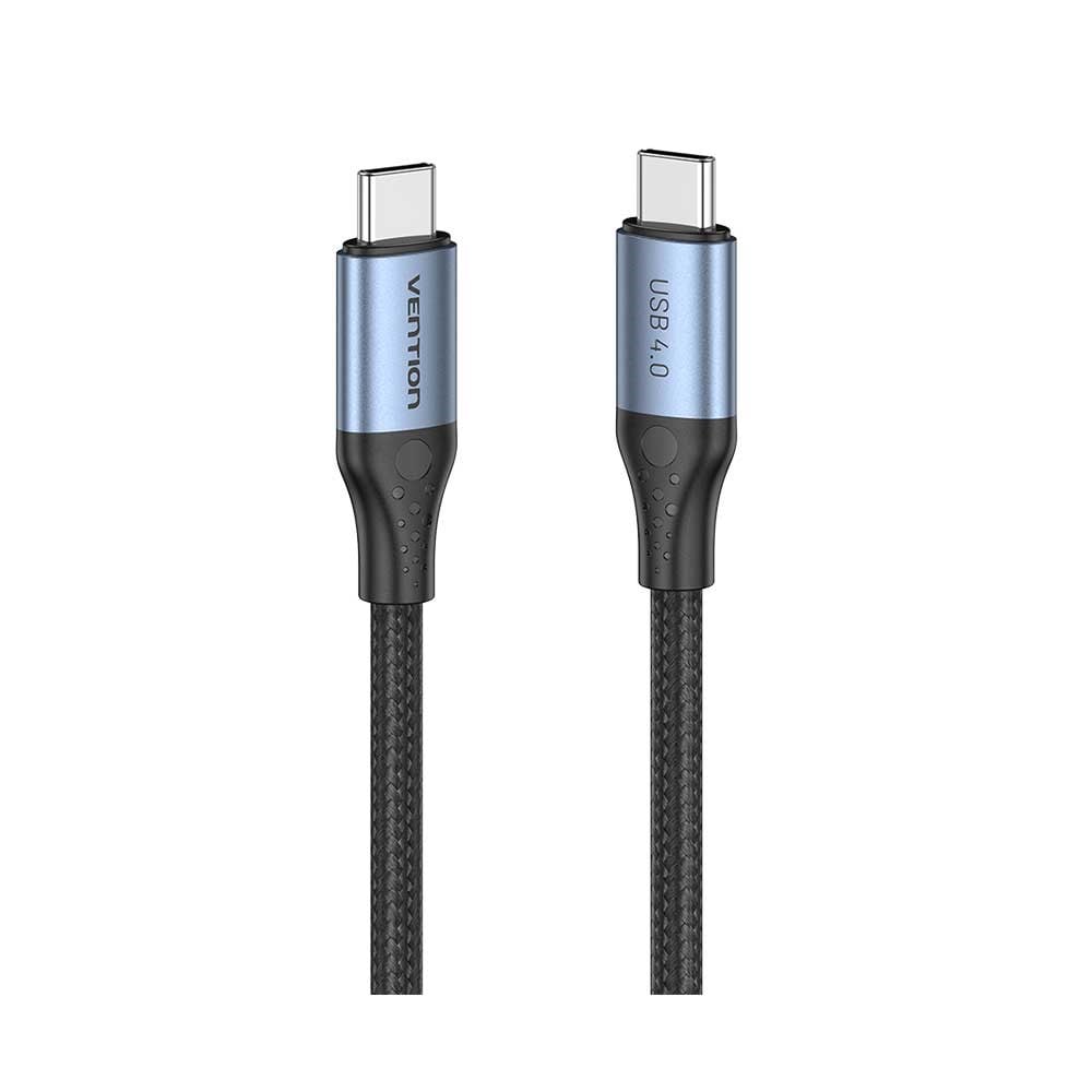 Vention USB 4.0 Tip-C 240W 5A Ultra Hızlı Şarj ve 8K Görüntü Aktarım Kablosu Pamuk Örgülü 1m Gri - TAV