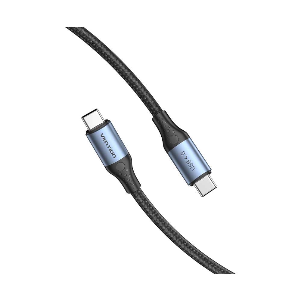 Vention USB 4.0 Tip-C 240W 5A Ultra Hızlı Şarj ve 8K Görüntü Aktarım Kablosu Pamuk Örgülü 1m Gri - TAV