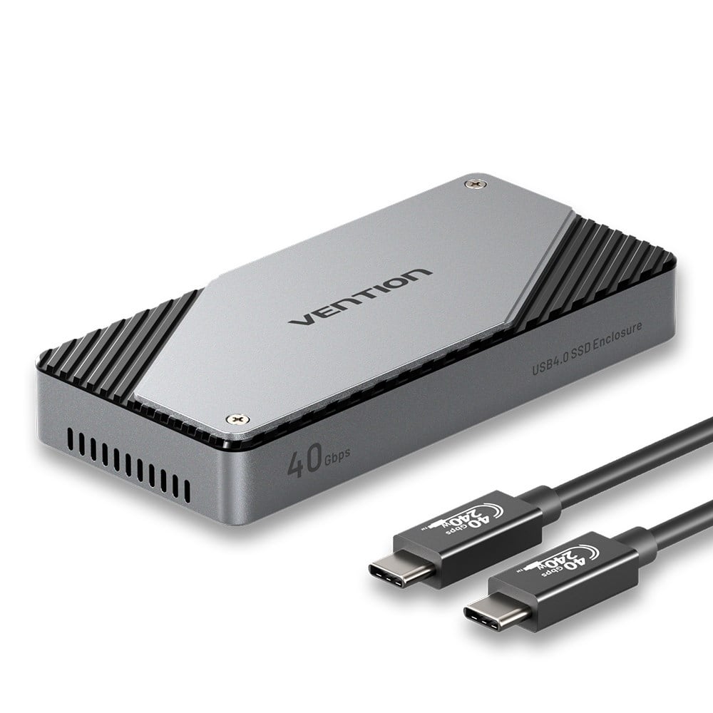 Vention USB 4,0 Thunderbolt 4 / 3 Uyumlu M.2 NVMe SSD Kutusu Alüminyum Alaşım 40 Gbps Tip-C Aktif Fan Soğutmalı Gri - KPZ
