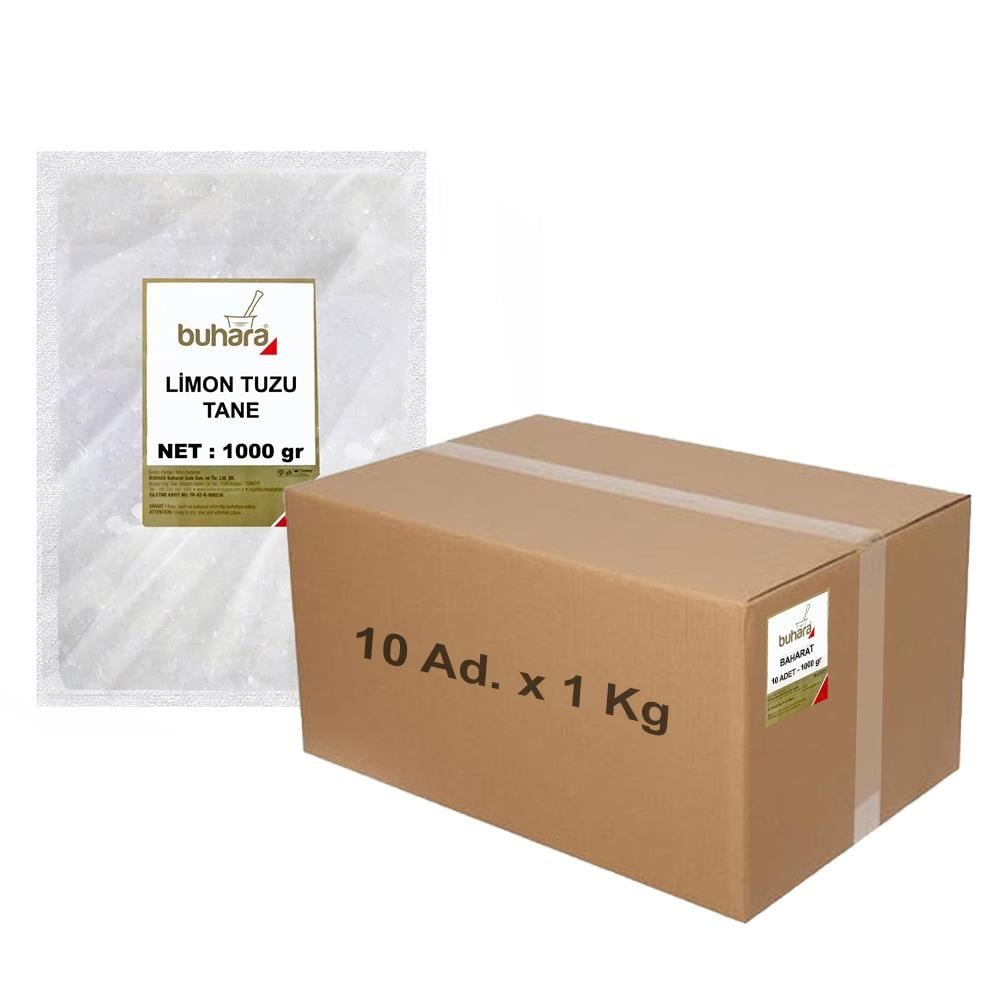 BUHARA TOPTAN LİMON TUZU TANE 1 KG x 10 Ad - 10 KG - BUHARA