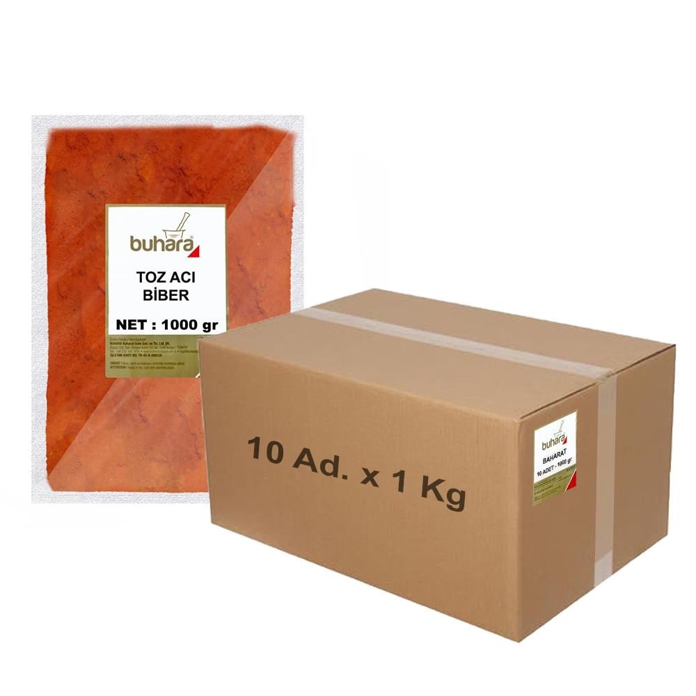 BUHARA TOPTAN TOZ ACI BİBER 1 KG x 10 Ad - 10 KG - BUHARA