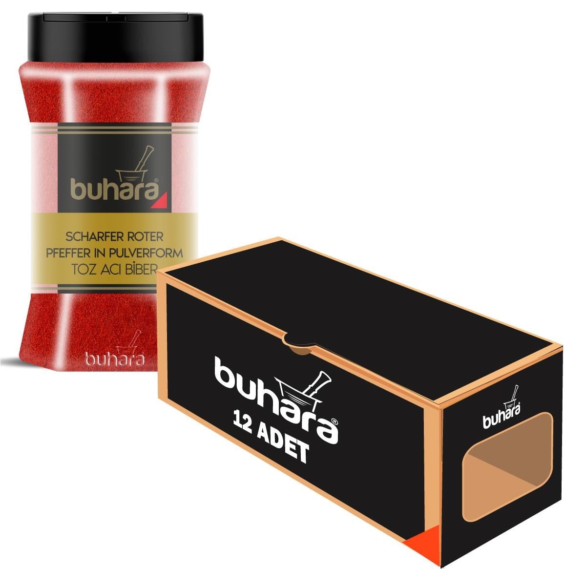 BUHARA TOPTAN TOZ ACI BİBER 150 GR x 12 Ad. PET - BUHARA