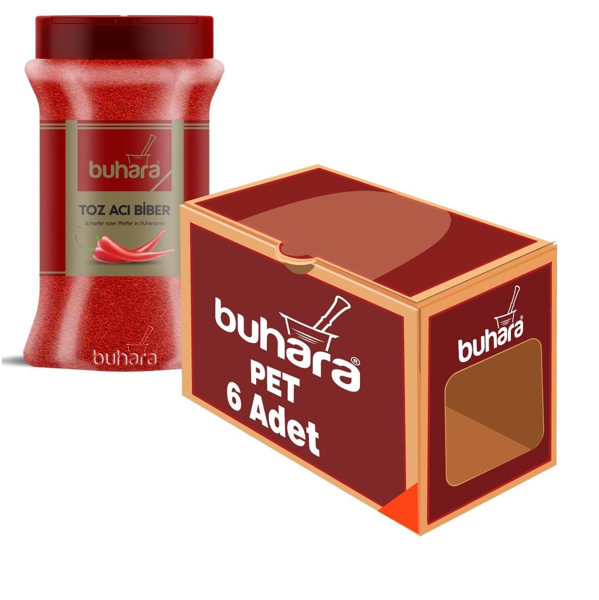 BUHARA TOPTAN TOZ ACI BİBER 500 GR x 6 Ad. PET - BUHARA
