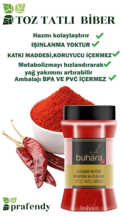 BUHARA TOPTAN TOZ TATLI BİBER 150 GR x 12 Ad. PET - BUHARA