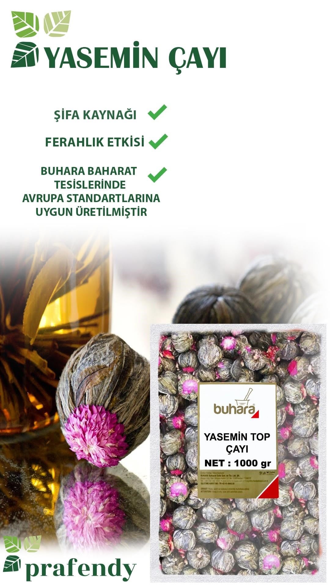 BUHARA YASEMİN TOP ÇAYI 1000 GR - BUHARA BAHARAT
