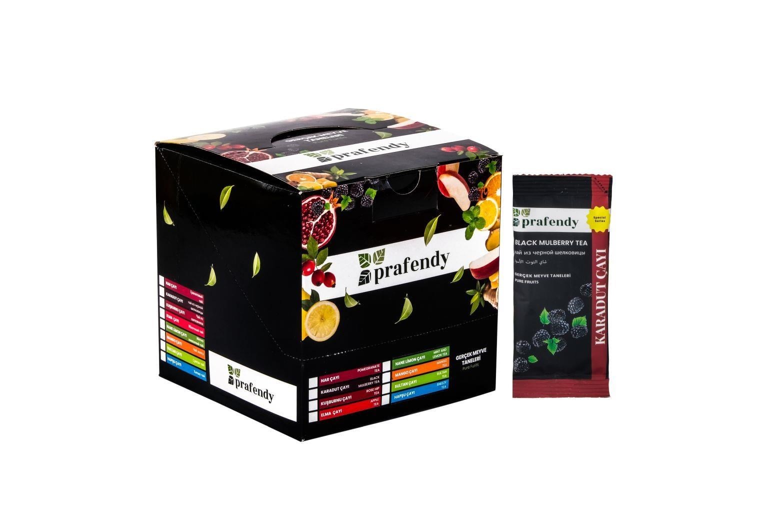 PRAFENDY KARADUT ÇAYI GERÇEK MEYVE TANELİ TEK İÇİMLİK 20 Ad. x15 GR - PRAFENDY