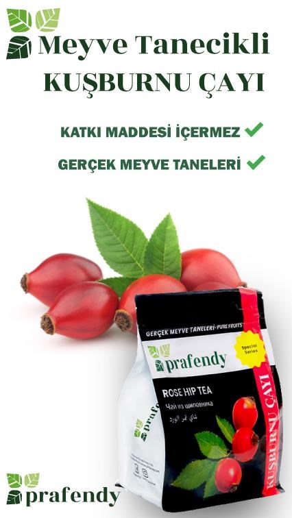 PRAFENDY KUŞBURNU ÇAYI - GERÇEK MEYVE TANELİ 1000 GR - PRAFENDY