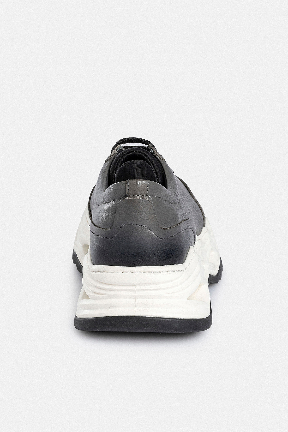 %100 Deri Esnek Tabanlı Gri Erkek Sneaker Ayakkabı