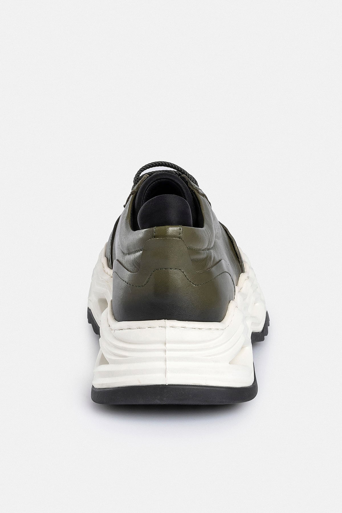 %100 Deri Esnek Tabanlı Haki Erkek Sneaker Ayakkabı