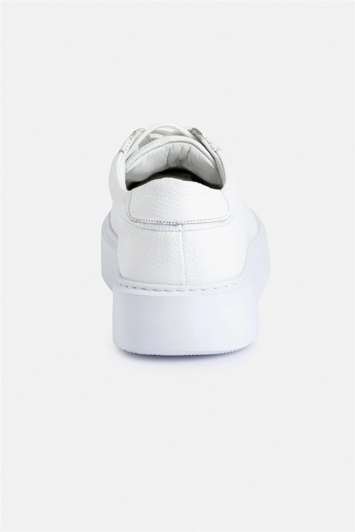 %100 Deri Termo Taban Beyaz Erkek Sneaker Ayakkabı