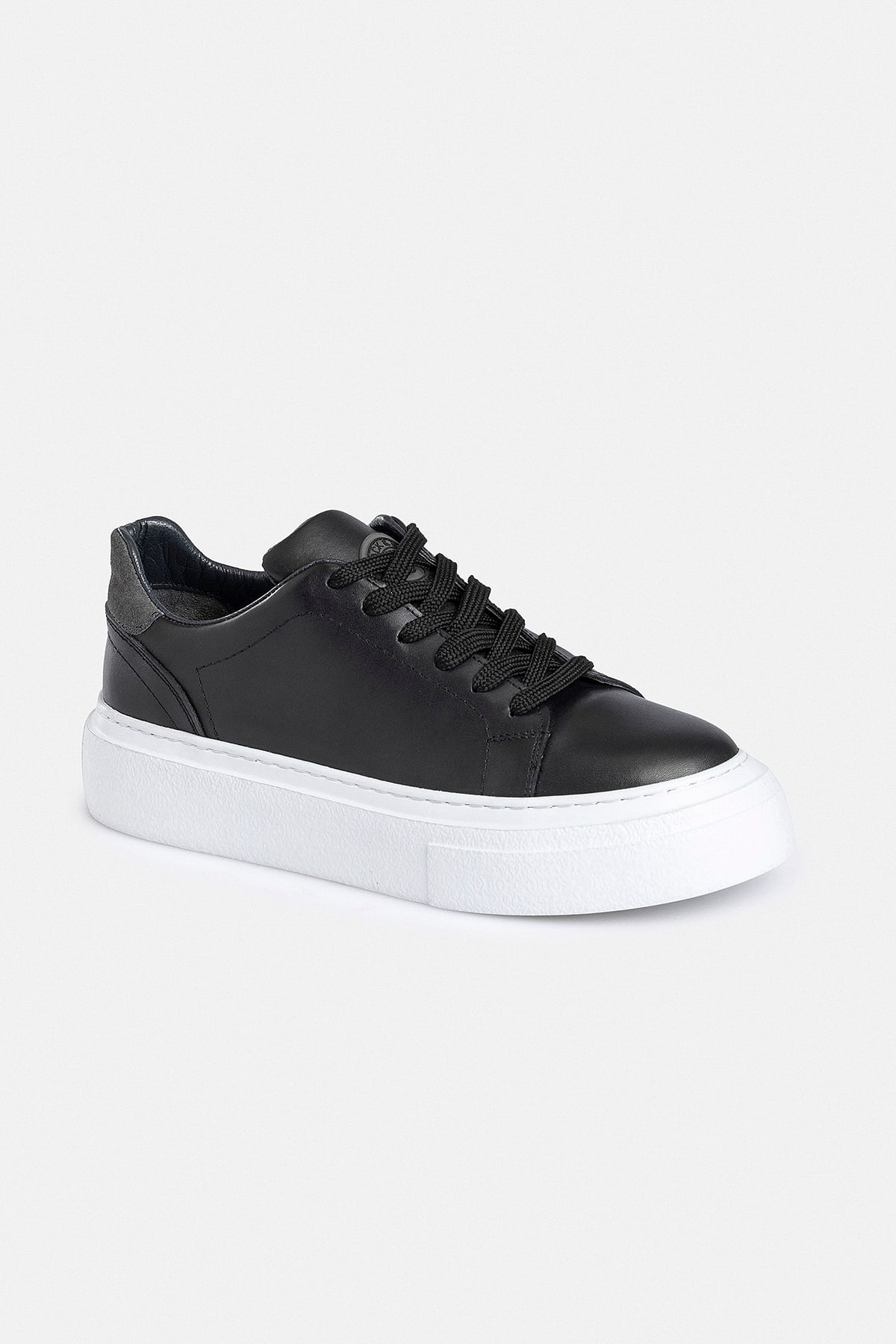 %100 Deri Termo Taban Siyah-Beyaz Erkek Sneaker Ayakkabı