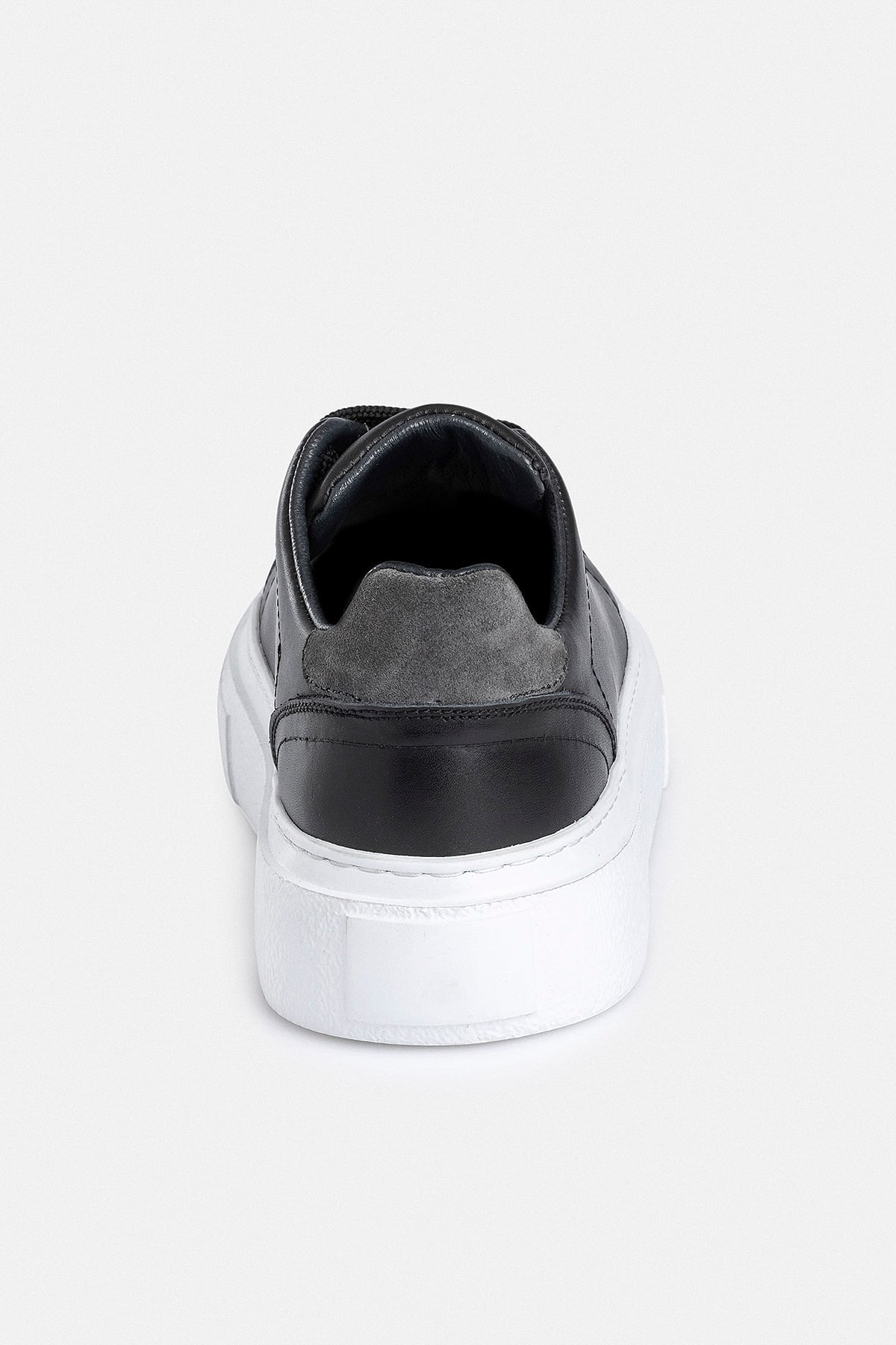 %100 Deri Termo Taban Siyah-Beyaz Erkek Sneaker Ayakkabı