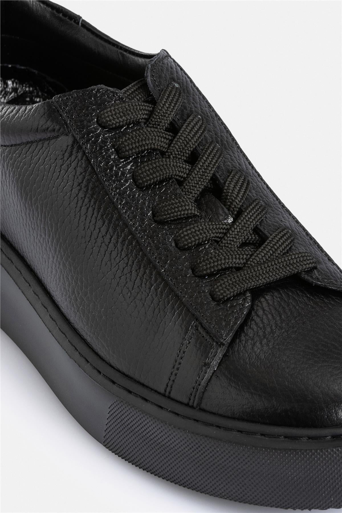 %100 Deri Termo Taban Siyah Erkek Sneaker Ayakkabı