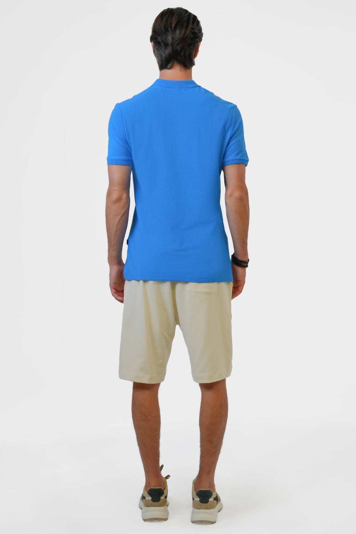 Açık Mavi Slim Fit Pamuklu Polo Yaka Tişört