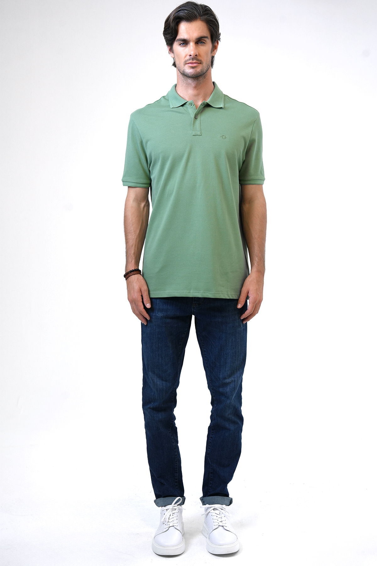 Adaçayı Relaxed Fit %100 Pamuk Polo Yaka Tişört