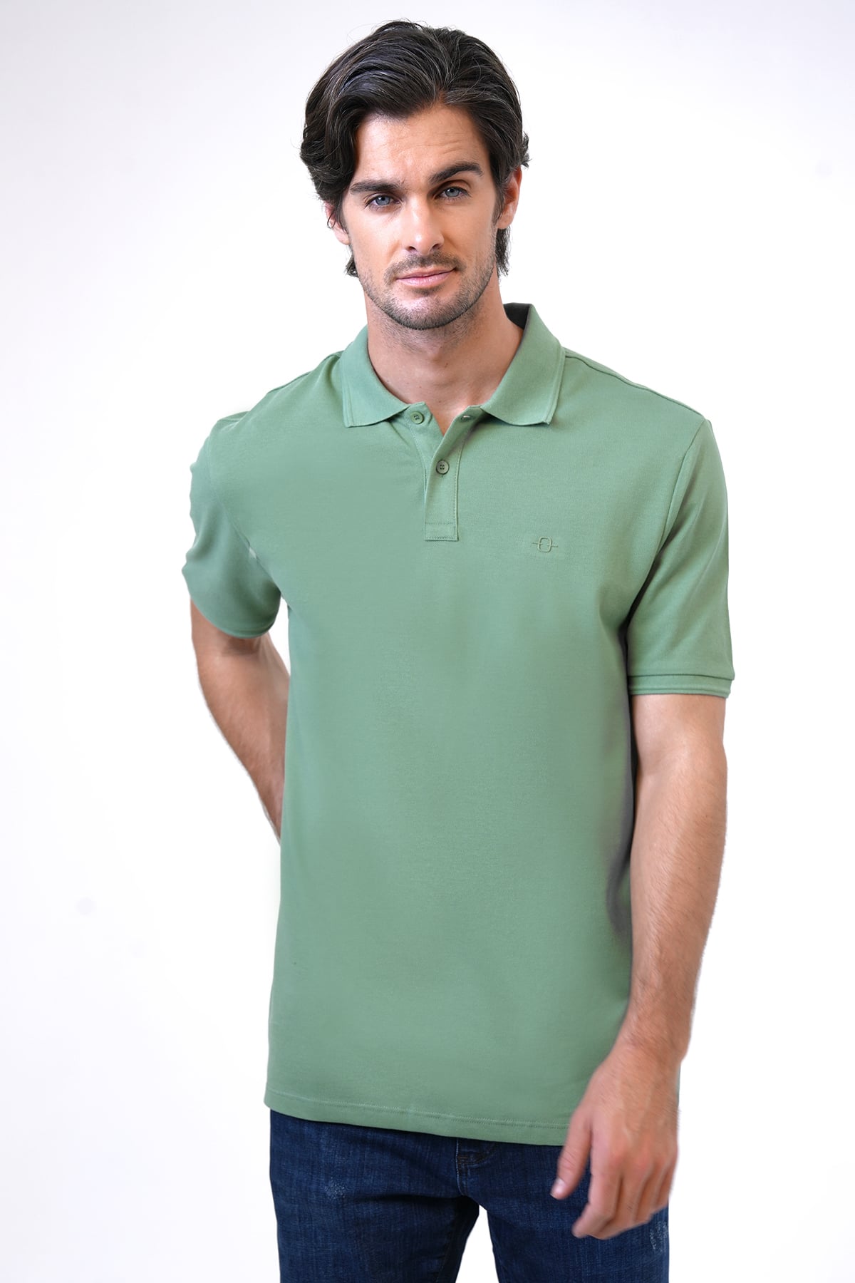 Adaçayı Relaxed Fit %100 Pamuk Polo Yaka Tişört