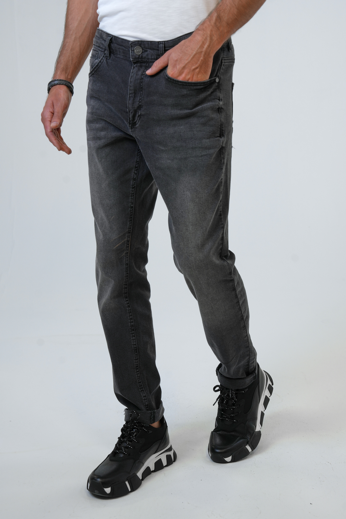 AĞARTMA YIKAMALI SLIM 5 CEP DENIM PANTOLON