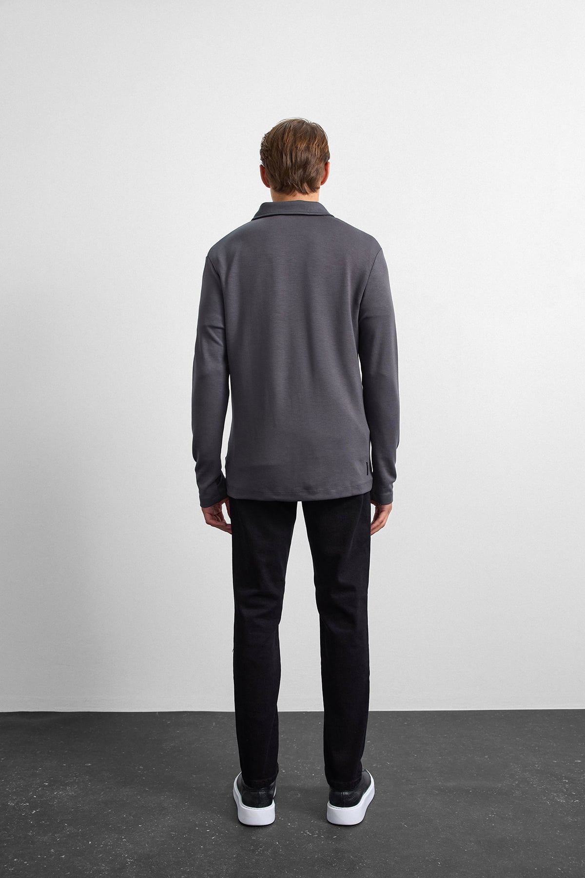 Antrasit Regular Fit Yarım Fermuarlı Sweatshirt