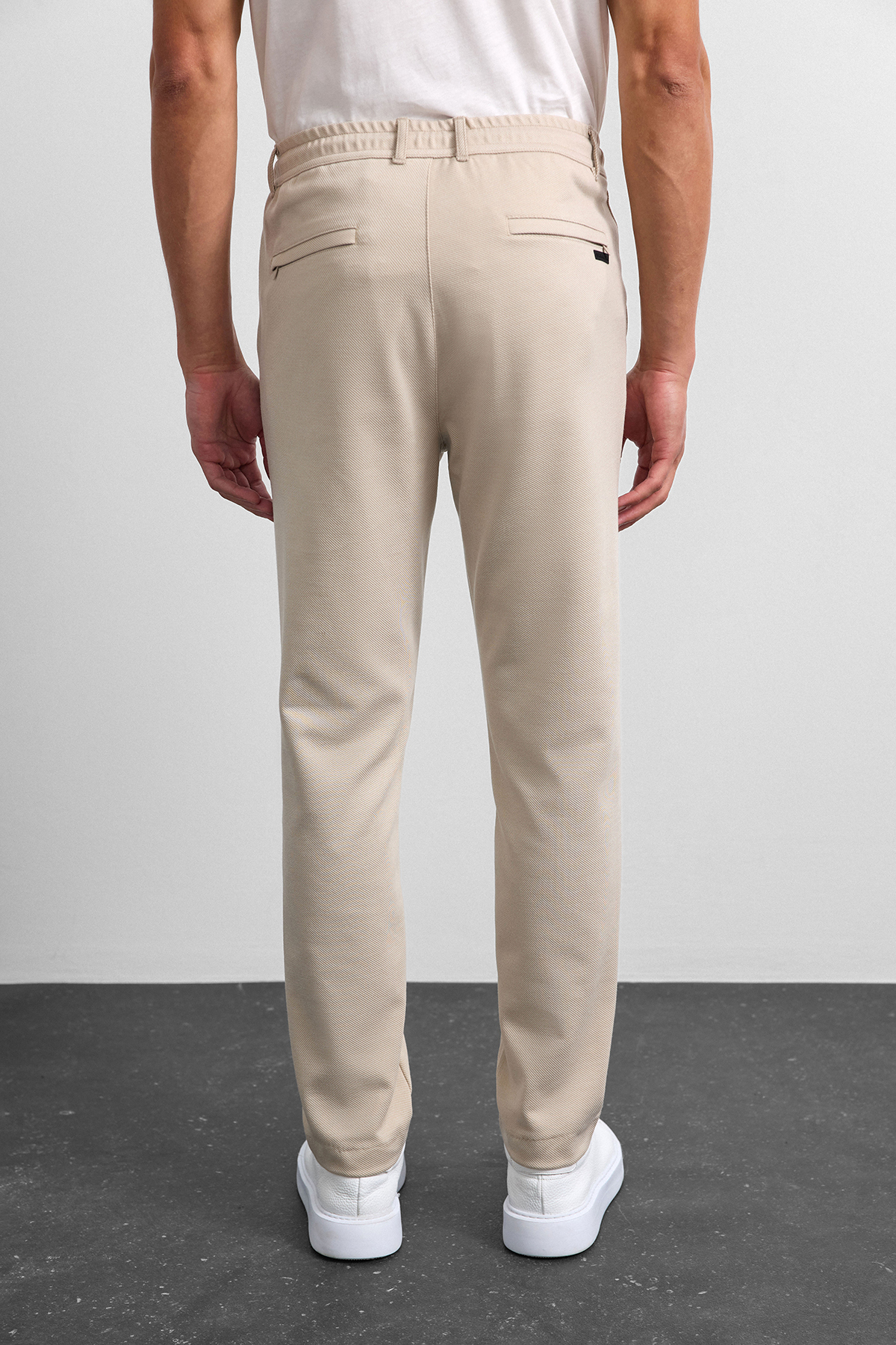 Bej Diagonel Jogger Örme Pantolon