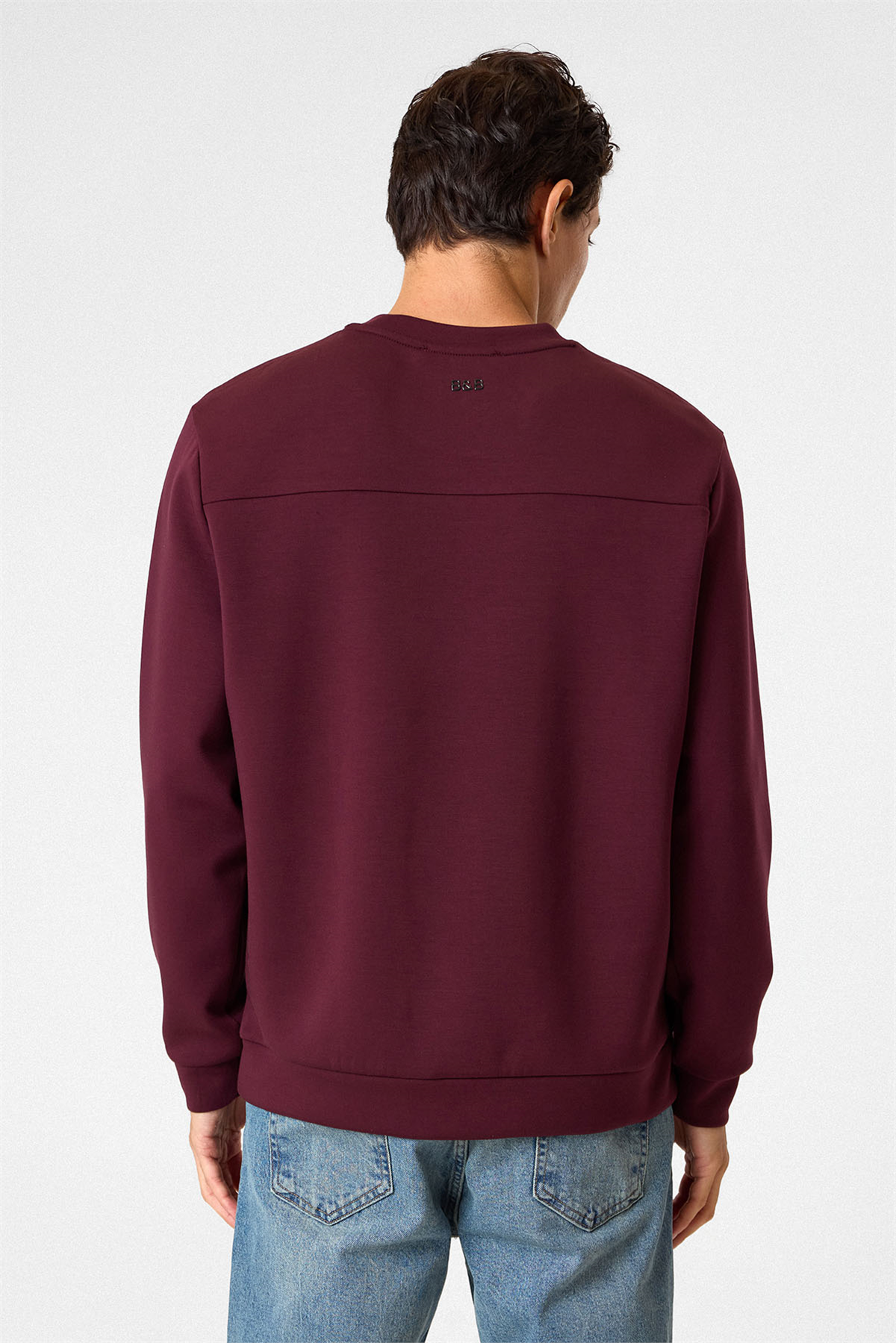 Bisiklet Yaka Bordo Sweatshirt